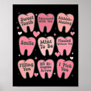 Affiche Femmes Rétro Dentaire Dent Saint-Valentin Bonbons