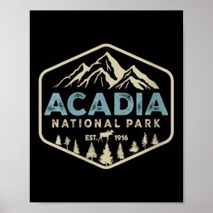 Affiche Femmes Rétro Parc National Acadia Montagnes Nature