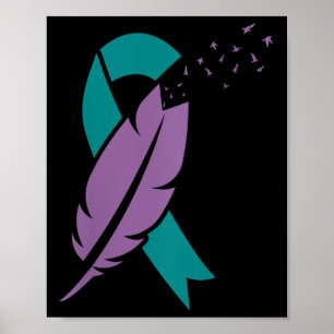 Affiche Femmes Ribbon Oiseaux Plumes Suicide Sensibilisati