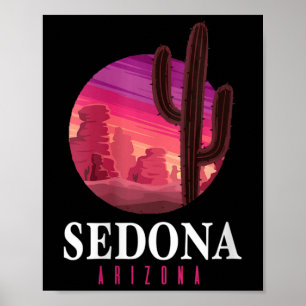 Affiche Femmes Sedona Arizona Cactus Coucher de soleil Dés