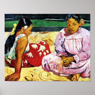 Affiche Femmes tahitiennes sur la plage de Paul Gauguin