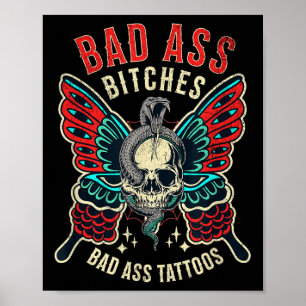 Affiche Femmes tatouées De Mauvais Es Habilitées Retro Tat