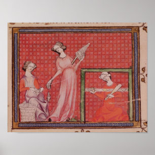 Affiche Femmes tournant la laine