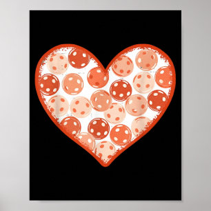Affiche Femmes valentine pickleball cœur amour pickle ball