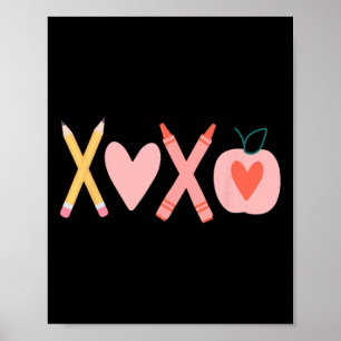 Affiche Femmes Xoxo Enseignant Saint Valentin Crayon Et Ap