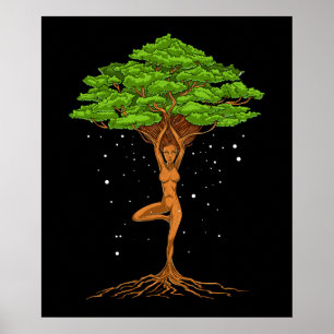 Affiche Femmes Yoga Arbre De Vie