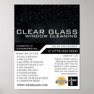 Affiche Fenêtre à la nuit, Nettoyage de fenêtres publicité