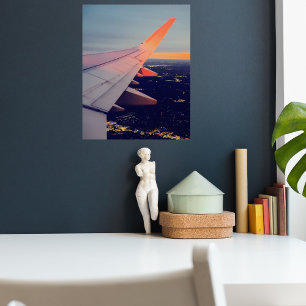 Affiche Fenêtre Avion Horizon Soleil Aviation