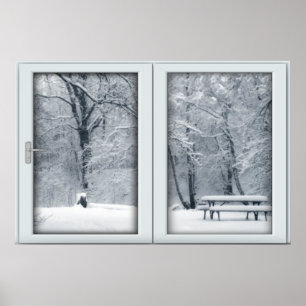 Affiche Fenêtre de neige fraîche avec vue