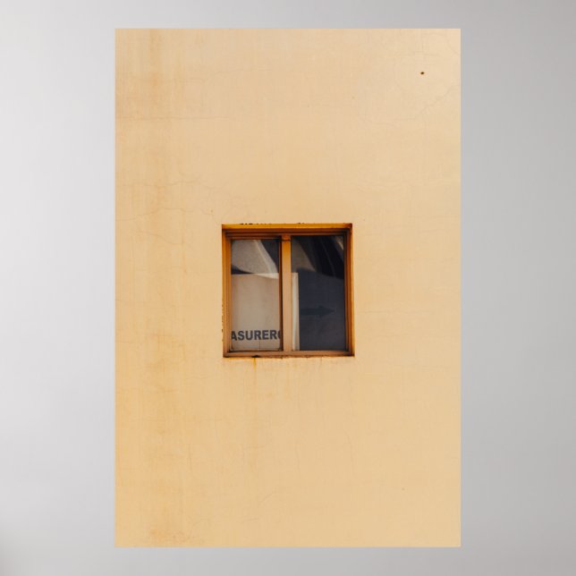 Affiche FENÊTRE EN VERRE Brown EN BOIS FRAMÉ (Devant)