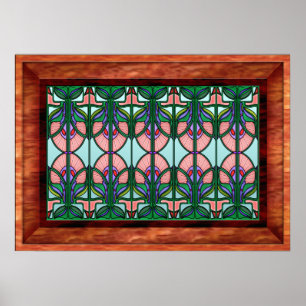 Affiche Fenêtre en verre teinté encadrée par Nouveau d'art