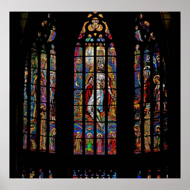 Affiche Fenêtre en verre tendu, Cathédrale Saint-Vitus, Pr (Devant)
