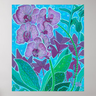 Affiche Fenêtre Jardin Orchidée Fleurs Floral Art Peinture