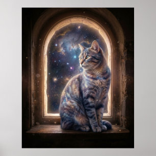 Affiche Fenêtre Stellaire du Chat Cosmique