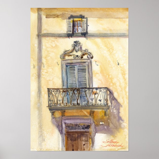 Affiche Fenêtres italiennes. Fabriano. Aquarelle (Devant)