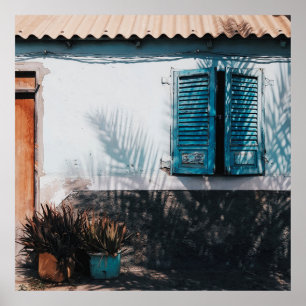 AFFICHE FENÊTRES OUVERTES BLEUES