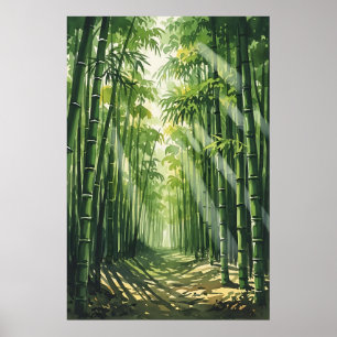 Affiche Feng Shui Bamboo peinture aquarelle
