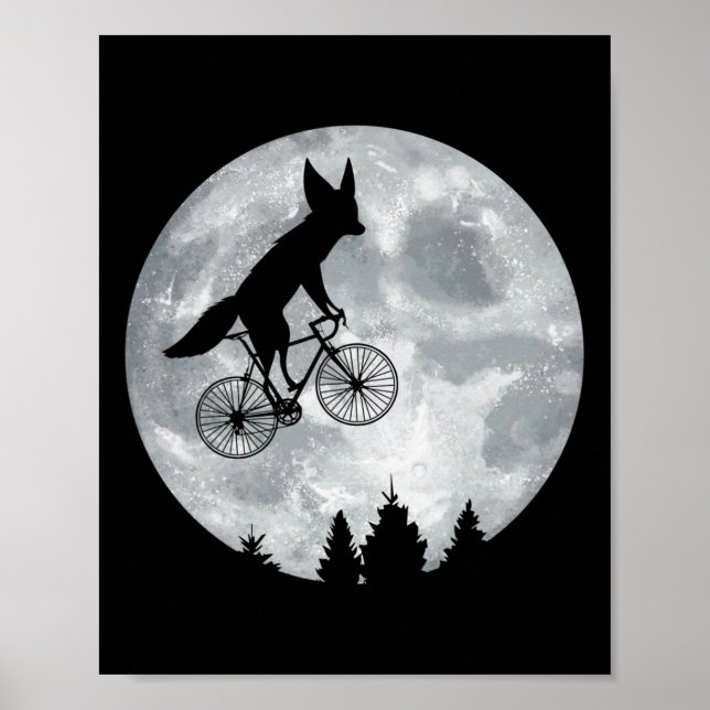 Affiche Fennec Fox équitation Moon Vélo Halloween Lunaire  (Devant)