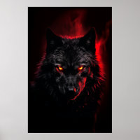 Fenrir - Loup noir aux yeux rouges