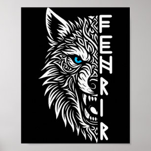 Affiche Fenrir Loup Viking d'Odin Norse Viking Celtique Fe