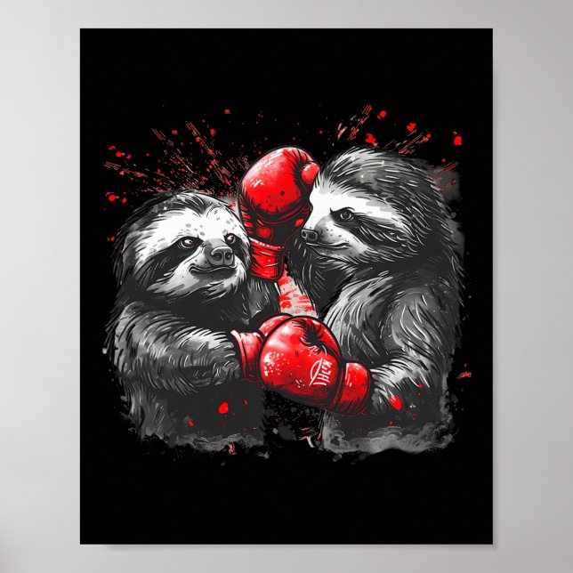 Affiche Fente De Boxe Avec Gants De Boxe Kickboxing Funny  (Devant)