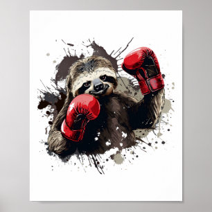 Affiche Fente De Boxe Avec Gants De Boxe Kickboxing Funny