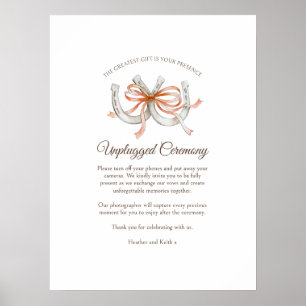 Affiche Fer à cheval rubans orange mariage d'automne débra