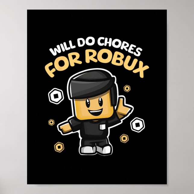 Affiche Fera des tâches pour Robux - Conception de jeu amu (Devant)
