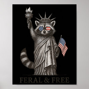 Affiche Feral & Free Raccoon American Feral Girl Summe
