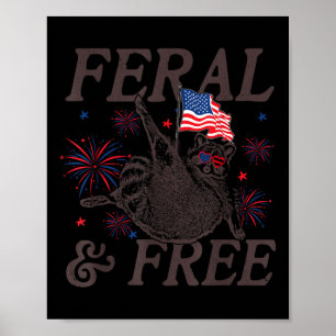 Affiche Féral & Libre Drôle de Raton laveur Patriotiqu
