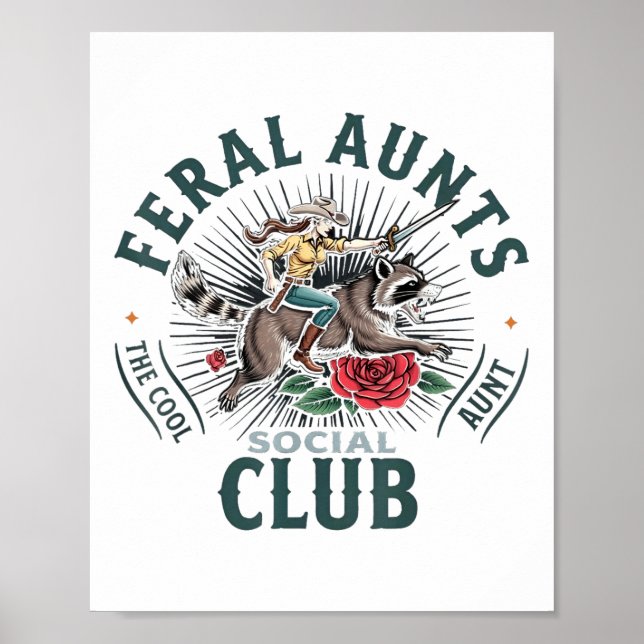 Affiche Feral Aunts Social Club The Cool Tante Raccoon (Devant)