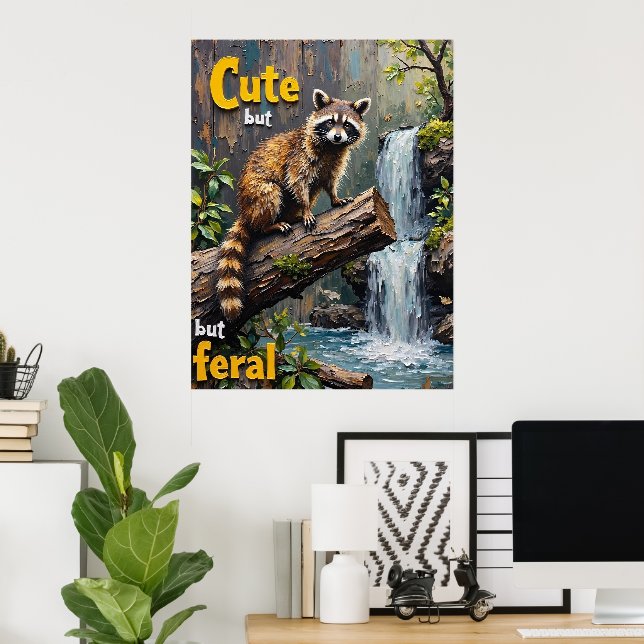 Affiche Feral Charm : Le portrait d'un Raccoon (Bureau à domicile)