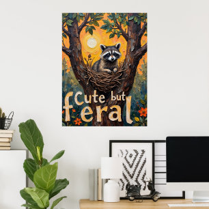 Affiche Feral encadré : Raccoon's Cosy Spot