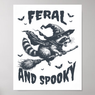 Affiche Feral Et Éffrayant Raccoon sorcier Casquette Hallo