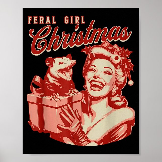 Affiche Feral Girl Christmas Funny Ossum Ssum Merry Xmas W (Devant)