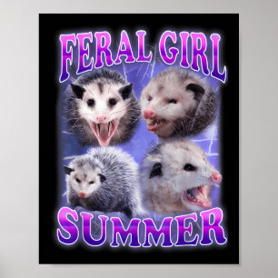 Affiche Feral Girl Summer Opossum Funny meme