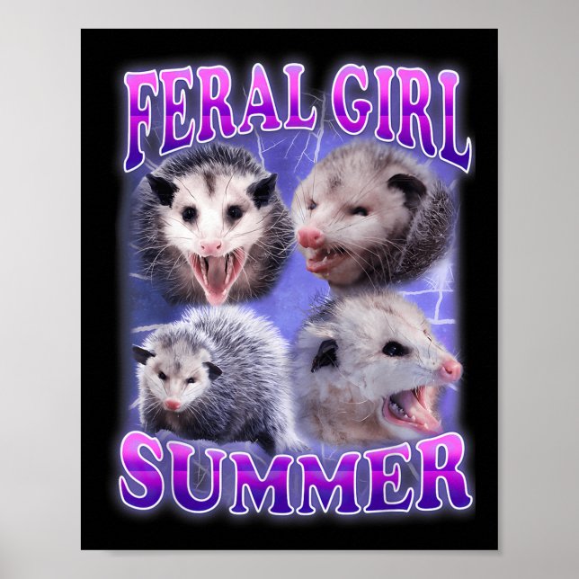 Affiche Feral Girl Summer Opossum Funny meme (Devant)