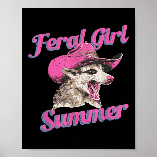 Affiche Feral Girl Summer Retro Possum Funny meme (Devant)