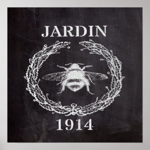 Affiche ferhosue chic chalkboard français vintage abeille