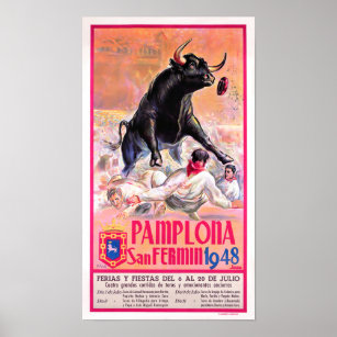 Affiche Feria de Pampelune vintage 1948
