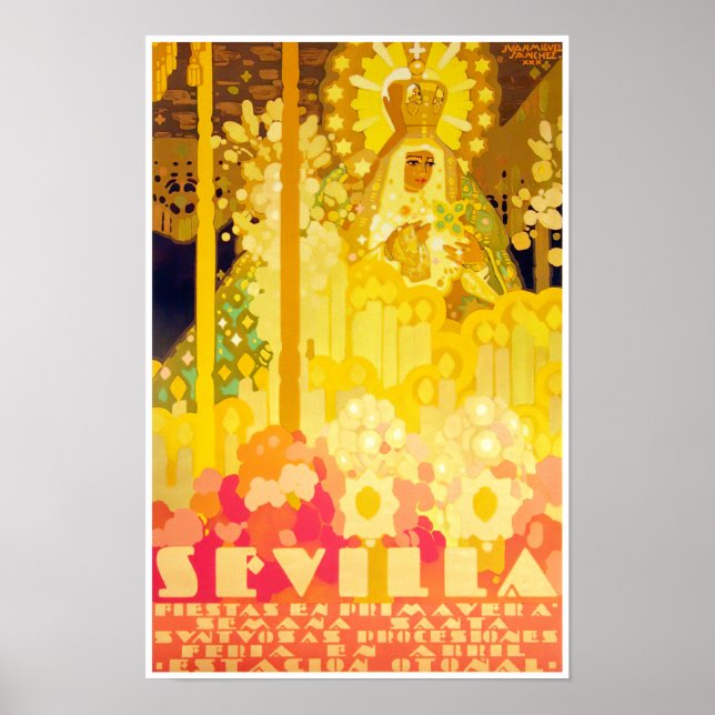 Affiche Feria de Sevilla Spain vintage travel (Devant)