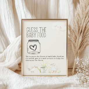 Affiche Ferme Animaux Baby shower Guess Baby Food Sign
