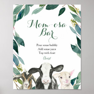 Affiche Ferme Animaux de verdure Garçon Momosa Bar Sign