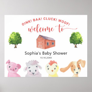 Affiche Ferme - baby shower d'accueil