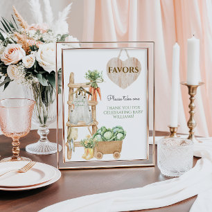 Affiche Ferme cultivée localement Baby shower rustique fav