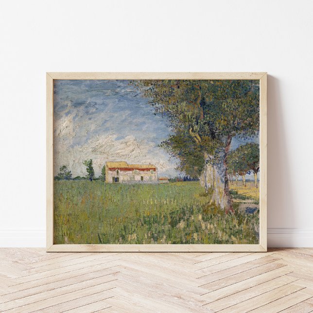 Affiche Ferme dans une zone de blé | Vincent van Gogh (Créateur téléchargé)