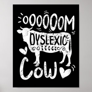 Affiche Ferme de lecture de vache dyslexique Oooom de sens