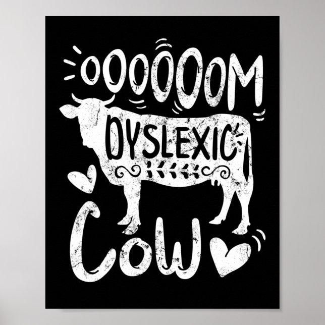 Affiche Ferme de lecture de vache dyslexique Oooom de sens (Devant)