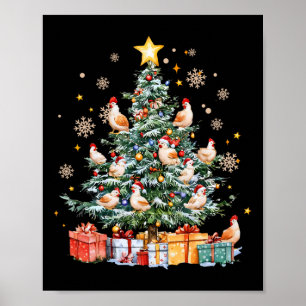 Affiche Ferme de poulets drôles d'arbre de Noël Animal Pou
