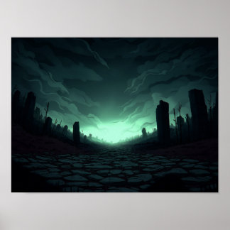 Affiche Ferme de science-fiction surréaliste avec illustra